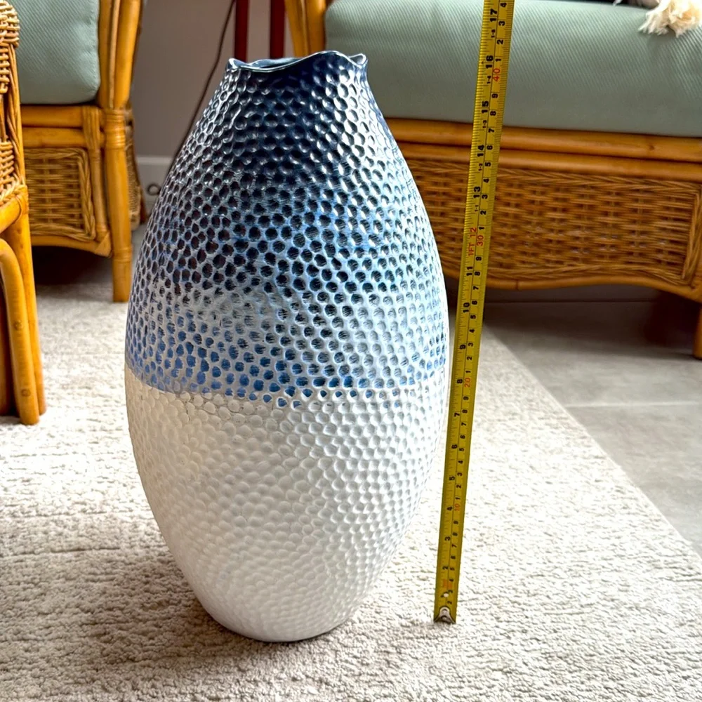 *LIKE NEW* Rockfish Large Ceramic Vase - Navy Blue to White Gradient